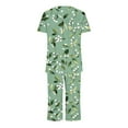 thumbnail image 4 of Censtreet Women's Printed Round Neck Pajamas Home Set,Short Sleeve Sleepshirt Pants Sets,Comfort Loungewear Pajamas with Pockets, 4 of 5