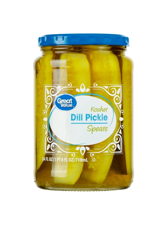 Great Value Kosher Spears Dill Pickle Fresh Pack, 24 fl oz Jar