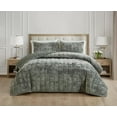 thumbnail image 3 of Chezmoi Collection Piers Medium Gray Velvet Quilt Queen Set, 3-Piece Lush Plush Distressed Velvet Bedding All Season Lightweight Bedspread, Brushed Microfiber Reverse with Double Square Stitch, 3 of 9