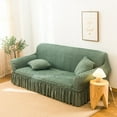 thumbnail image 1 of 2024 1 Piece Sofa Slipcover with Pleated Ruffled Skirt Washable High Stretch Durable Furniture Protector 3 Seater Pine Green, 1 of 13