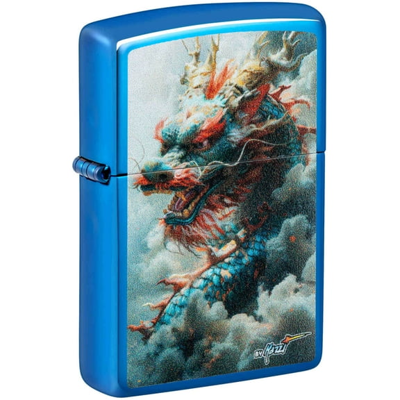 Zippo 46686 Mazzi Dragon High Polish Blue Windproof Pocket Lighter