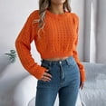 thumbnail image 2 of hotojiny Sweaters for Women Long Sleeve Hollow Out Casual Cropped Sweater Crew Neck Backless Knit Pullover Tops, 2 of 5