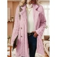 thumbnail image 4 of Women'S Plush Coat Comfortable Casual Warm Suit Collar Double-Breasted Mid-Length Coat Pink S, 4 of 9