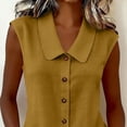 thumbnail image 6 of Lzobxe Womens Tank Tops Peter Pan Collar Sleeveless Button-down Linen Blend Casual Summer,Size S-3XL, 6 of 7