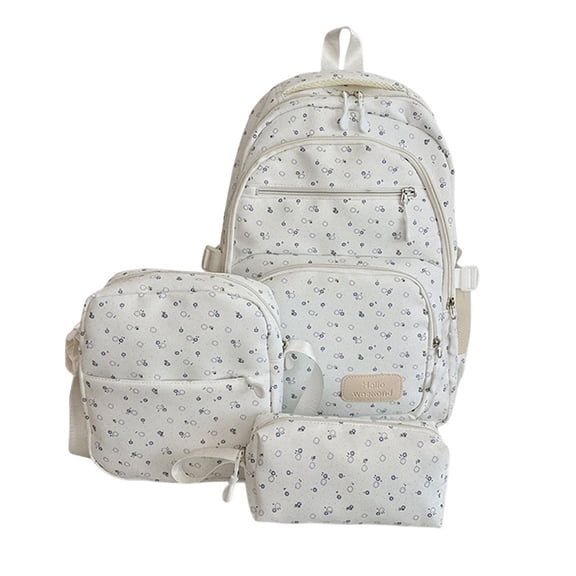 Weebloom Large School Backpack For Kids Girls Cute 3Pcs School Bags Set Cute Pattern Lightweight Daypack Bookbag Middle High School College Beige