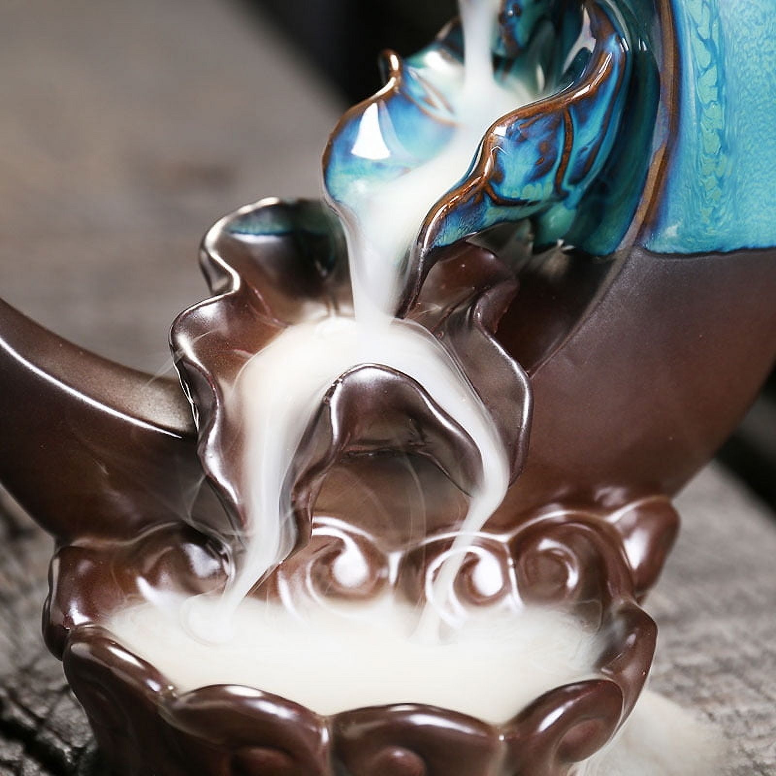 Handcrafted Backflow Incense Burner Smoke Waterfall Ceramic Moon-Shaped Incense Holder Creative Reflux Aroma Incense Holder Home Decor