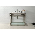 thumbnail image 3 of Kingston Brass VWP3722W8B8 Quadras 37" Ceramic Console Sink with Steel Base and Glass Shelf (8-Inch, 3-Hole), White/Brushed Nickel, 3 of 8