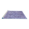 thumbnail image 2 of Ahgly Company Machine Washable Indoor Round Abstract Blue Modern Area Rugs, 6' Round, 2 of 4