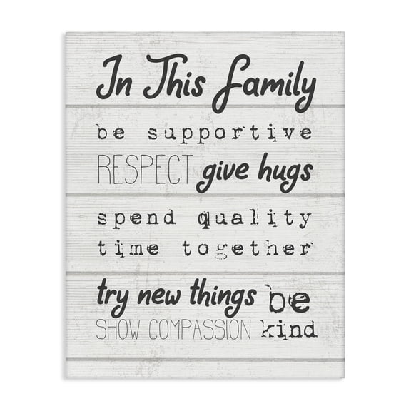 Stupell Industries Rustic Lodge Compassion Inspirational Word Family Textured Wood Design Canvas Art, 24 x 30, by Lil' Rue