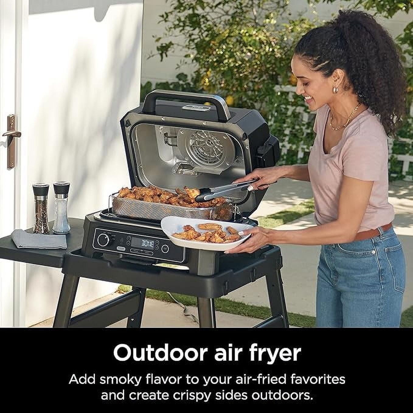 Open Box Ninja Woodfire Pro XL Outdoor Grill Smoker, Thermometer,  4-in-1 Master Grill, BBQ Smoker, Outdoor Air Fryer, Bake, Portable,  Electric