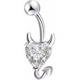 thumbnail image 1 of Devil Heart Belly Button Rings Navel Rings Surgical Steel Bar Stud Belly Navel Piercing Jewelry, 1 of 4