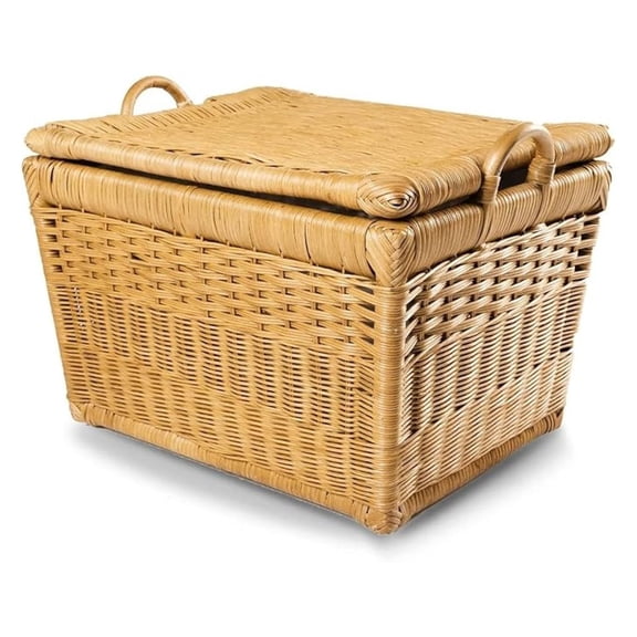 Lift-Off Lid Wicker Storage Basket, Medium, 20 in L x 15 in W x 14 in H, Sandstone