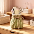 thumbnail image 6 of AYktou Bamboo-Woven Flower Basket, 3.9×5.1 Inch Rattan Tabletop Vase Gypsophila Dried Flower Vase Decor, Farmhouse Tableware Storage Container Flower Arranger for Living Room Shelf Centerpiece, 6 of 7