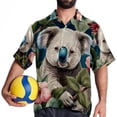 thumbnail image 4 of Koala Men's Short Sleeve Spread Collar Button Down Beach Print Casual Shirts, 4 of 6