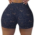 thumbnail image 2 of Rateoe Copper-Gold Gloss Outline Lily Flower Printed Power Workout Shorts for Women Tummy Control Squat Proof Ribbed Thick Seamless Scrunch Active Short-Small, 2 of 8