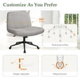 thumbnail image 5 of Neo Chair Office Chair Armless Criss Cross Legged Chair with Wheels, Comfy Home Office Desk Chairs, Adjustable Swivel Padded Fabric Vanity Task Computer Chair, 5 of 6