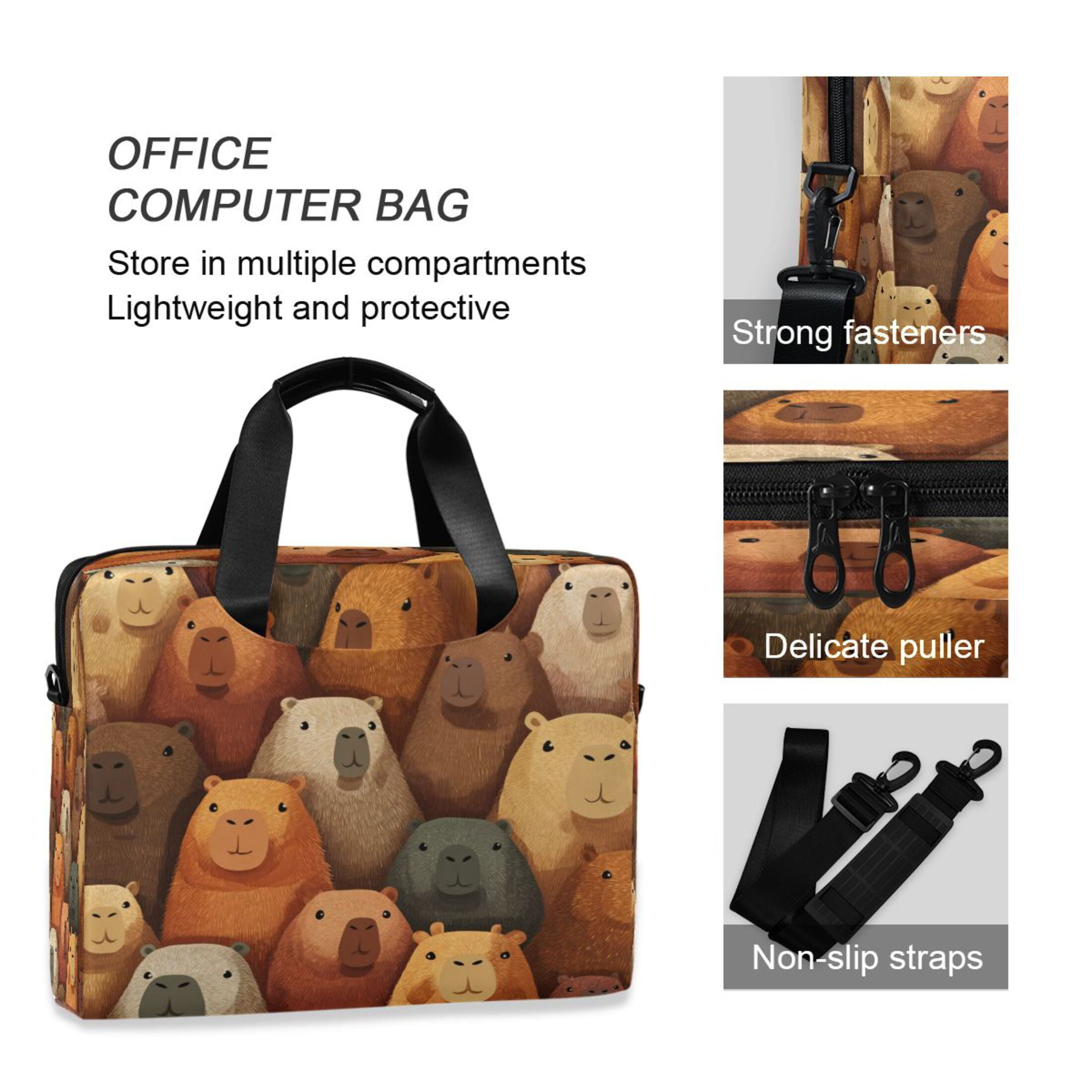Laptop Bag Laptop Briefcase 15.7 x 3 x 11.8 Inches Laptop Bag Briefcases Laptop Storage Travel Laptop Bag Work Laptop Bag Capibara Seamless