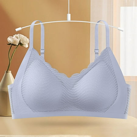 LLYWEY Wireless Bralette on Sale Full Support Bras Women Ladies Tie-Front Bra Style-1176 Women s Plus Push-Up Bra Feature Adult Female T-Shirt Sports Bras Blue 36B