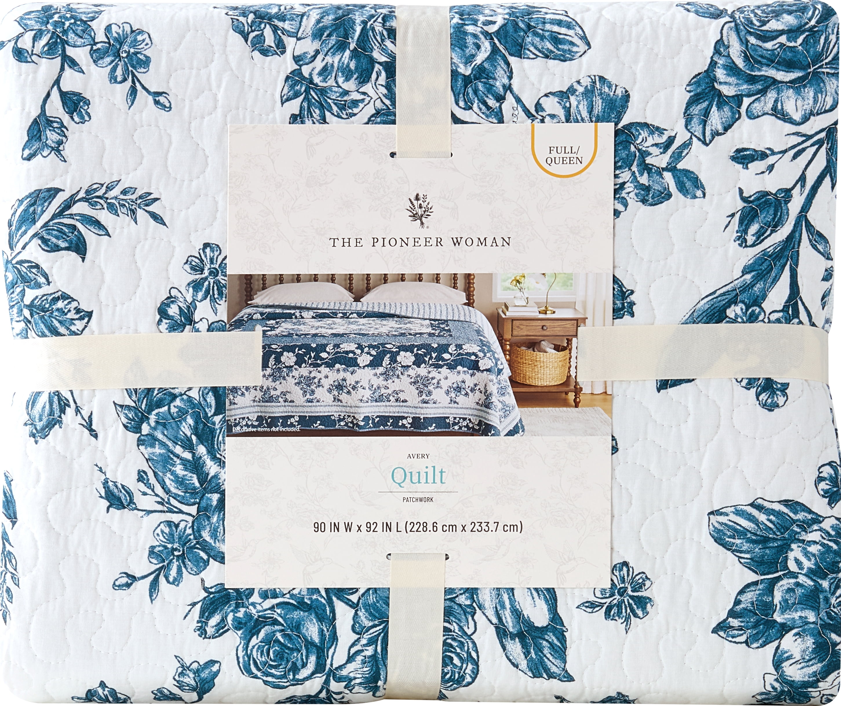 The Pioneer Woman Avery Cotton Patchwork Quilt, Full/Queen, Blue Dust