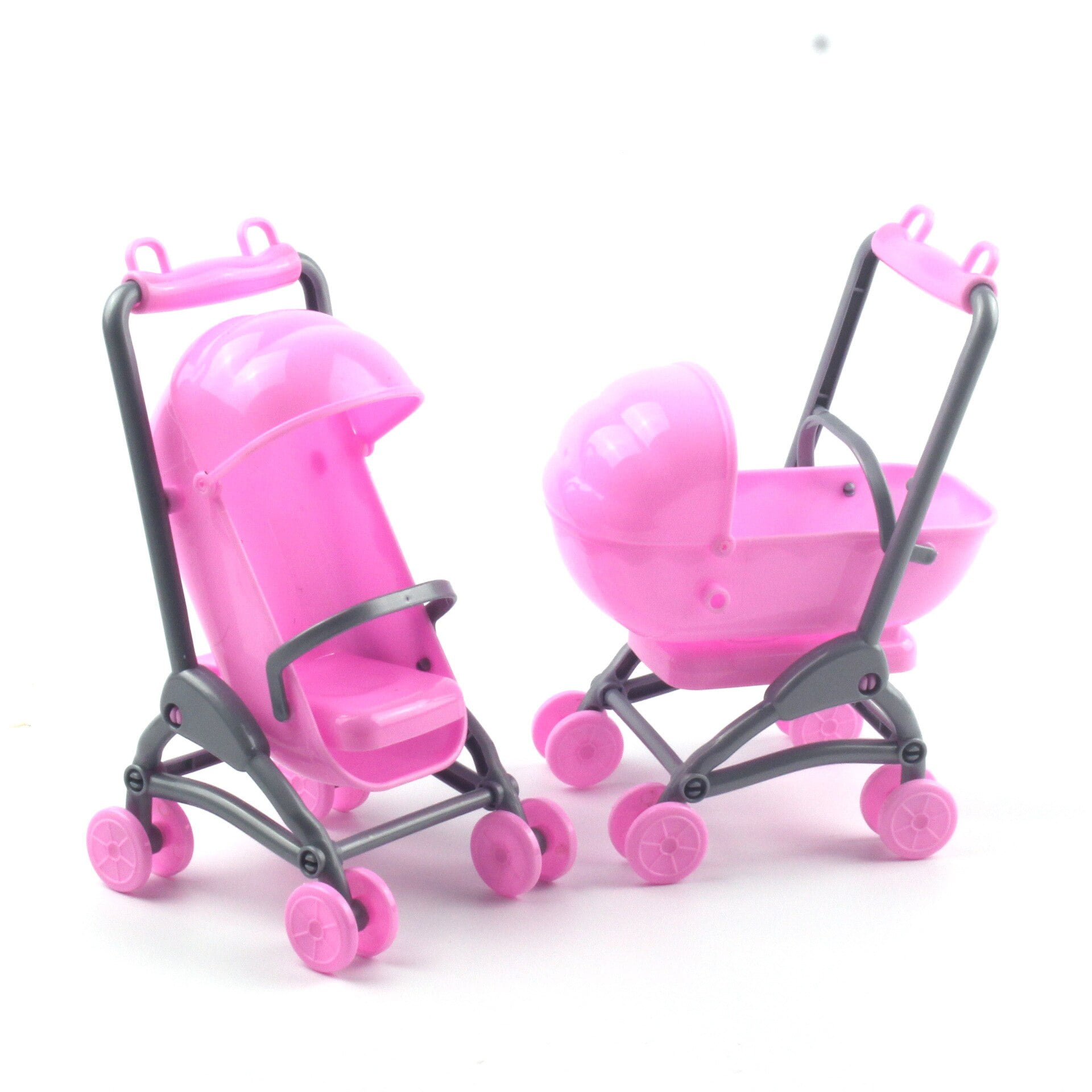 Trolley Girls Role Play Doll House Baby Stroller 19cm Mini Doll s Cart Adjustable Shape Pink Color Dollhouse Accessories Walmart