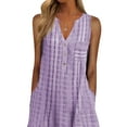 thumbnail image 2 of JBEELATE Women Summer Bohemia Dress Sleeveless Casual Loose Button Down Long Dress Striped Sundresses with Pockets, 2 of 6