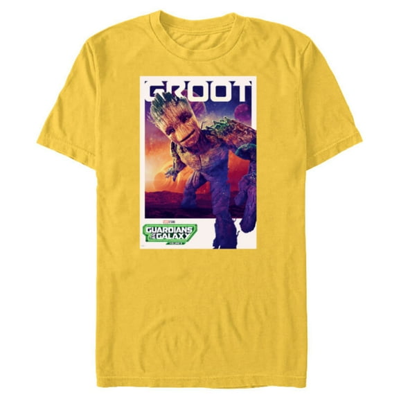 Marvel Guardians of the Galaxy Volume 3 Groot Poster - Short Sleeve Blended T-Shirt for Adults - Customized-Yellow