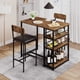 thumbnail image 4 of Juego de Comedor 3 Piezas para 2 Personas - Mesa Barra con 3 Estantes y 2 Sillas Tapizadas - Mueble Multifuncional para Cocina Pequeña y Apartamentos - Color Marrón Rústico, 4 of 8