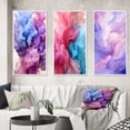 thumbnail image 1 of Designart "Red Blue Ink Waves Pure Abstraction III" Abstract Liquid Ink Framed Wall Art Set Of 3 - Purple Modern Frame Gallery Set For Office Decor, 1 of 6