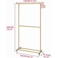 thumbnail image 4 of Double Rod Clothing Garment Rack, Rolling Clothes Organizer on Wheels for Hanging Clothes, Easy to Assemble, Adjustable, Gold, 4 of 8