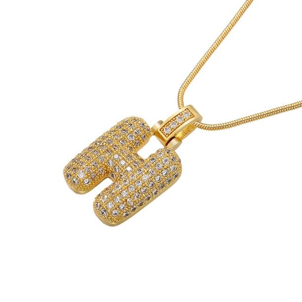 ZHUKOU-collar con letras de latón dorado y cristal para niñas, collar con letras de alta calidad para parejas de buenos amigos, modelo de regalo de cumpleaños: VL34