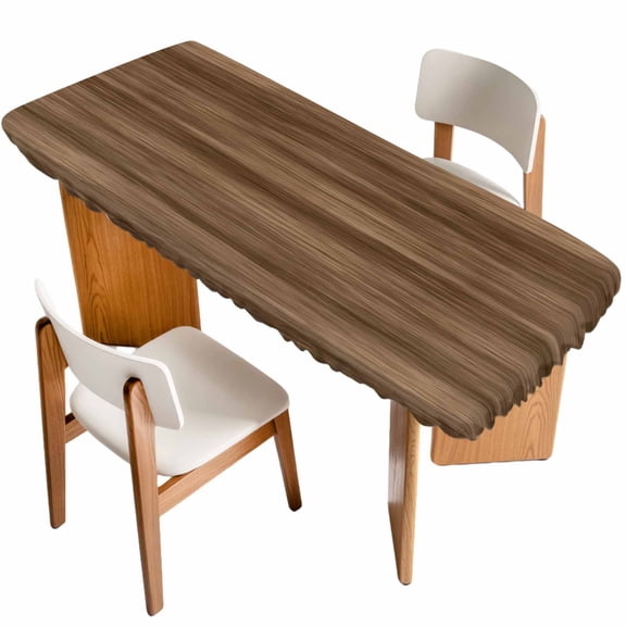 Brown Wood Grain Table Cloths for 8 Foot Rectangle Tables, Retro Farmhouse Wooden Plank Patio Waterproof Elastic Fitted Tablecloths, Washable Rectangular Table Cover for Camping