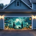 thumbnail image 6 of Halloween Garage Door Banner Cover 6.8 x 15.7 ft Happy Halloween Garage Door Decoration Outdoor Indoor Hanging Banners Scary Pumpkin Ghost Bats Photo Props Backdrop for Wall House Party Decor, 6 of 6