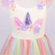 thumbnail image 4 of KAWELL Vestido de princesa unicornio para niñas, vestido de tul con flores y arcoíris, vestido de fiesta para 3-8 años,Yellow,Tag 140 for 7T, 4 of 6