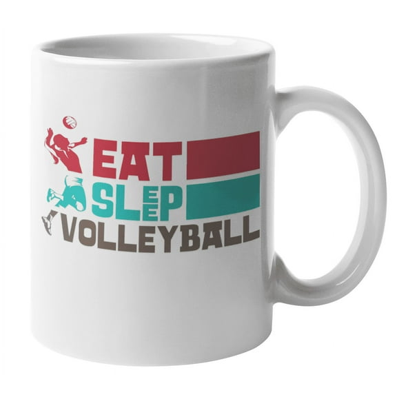 Eat, Sleep, Volleyball. Love For Sports Themed Coffee & Tea Mug For Player, Athlete, Coach, Director, Player, Brother, Sister, Friend, Bestfriend, Sport Lovers, Men And Women (11oz)