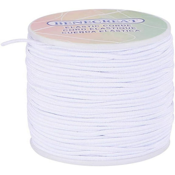 2mm 50 Yard Elastic Cord Stretch Thread Beading Cord Fabric Crafting String (2mm White) for DIY