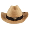 thumbnail image 2 of Fashionable Western Cowboy Hat Sun Protection Hat Unisex Costume Wide Brim for Outdoor Holiday Cowgirl Teens Men , Brown, 2 of 8