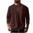 thumbnail image 1 of zbxnLI Mens Linen Shirts Drawstring V Neck Long Sleeve Shirt Lightweight Spring Fall Long Sleeve T-Shirts, 1 of 8