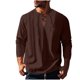 thumbnail image 2 of Blusas y camisas de manga larga con cuello redondo para hombre, informales, de color liso, con hombros descubiertos, rectas, con lazo en el pecho, cuello redondo, manga larga, blusas de licra., 2 of 8