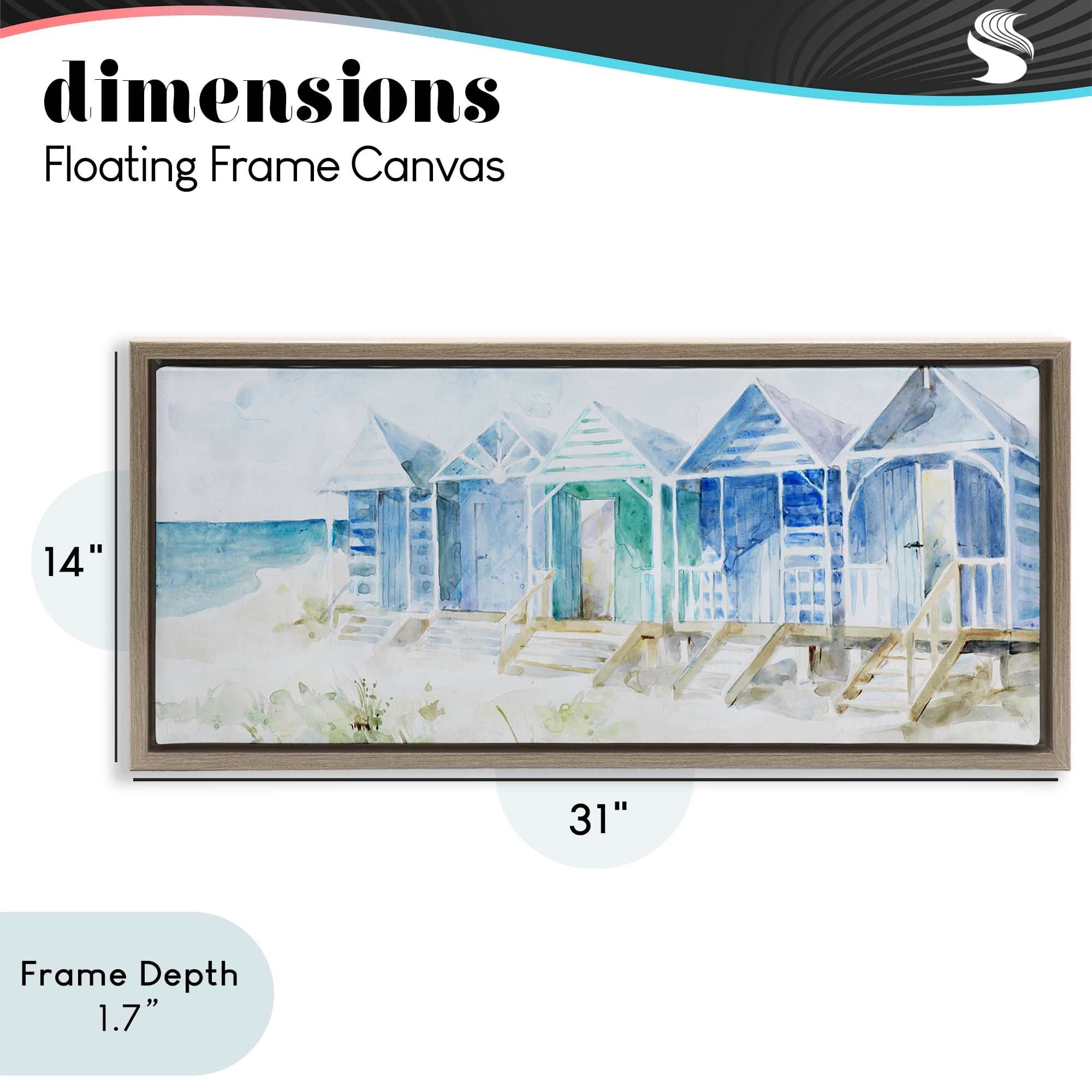 Stupell Industries Beach Cabins in a Row Brown Framed Floater Canvas Wall Art, design by Lorenzo Collective