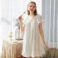 thumbnail image 5 of Camisón de manga corta de algodón suelto de talla grande falda de mujer corte de verano dulce princesa lindo pijamas ropa de casa, 5 of 5