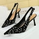 thumbnail image 4 of Zapatos de tacón alto con cuña de lujo y lentejuelas para mujer, sandalias puntiagudas de diseñador con tiras en los tobillos, zapatos de fiesta de moda con purpurina dorada y plateada, 4 of 6