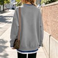 thumbnail image 5 of Hearthz Fake Two Piece Women Sweatshirt Long Sleeve Striped Cuff Layered Womens Crew Necks Sweatshirts Fall Winter Warm Womens Pullover Sweatshirt, 5 of 5