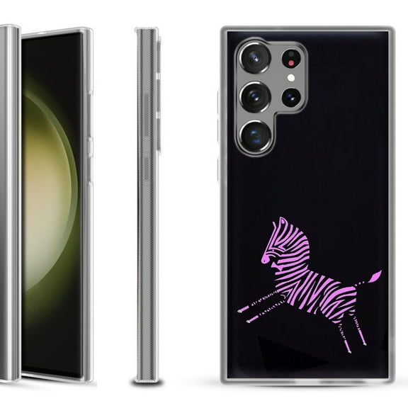 Shockproof Gel Phone Case for Samsung Galaxy S23 Ultra 5G, by OneToughShield ® - Zebra Running