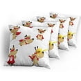 thumbnail image 5 of Ambesonne Animal Throw Pillow Cover 4 Pack, Superhero Puppy with Paw, 24", Red Cream White, 5 of 7
