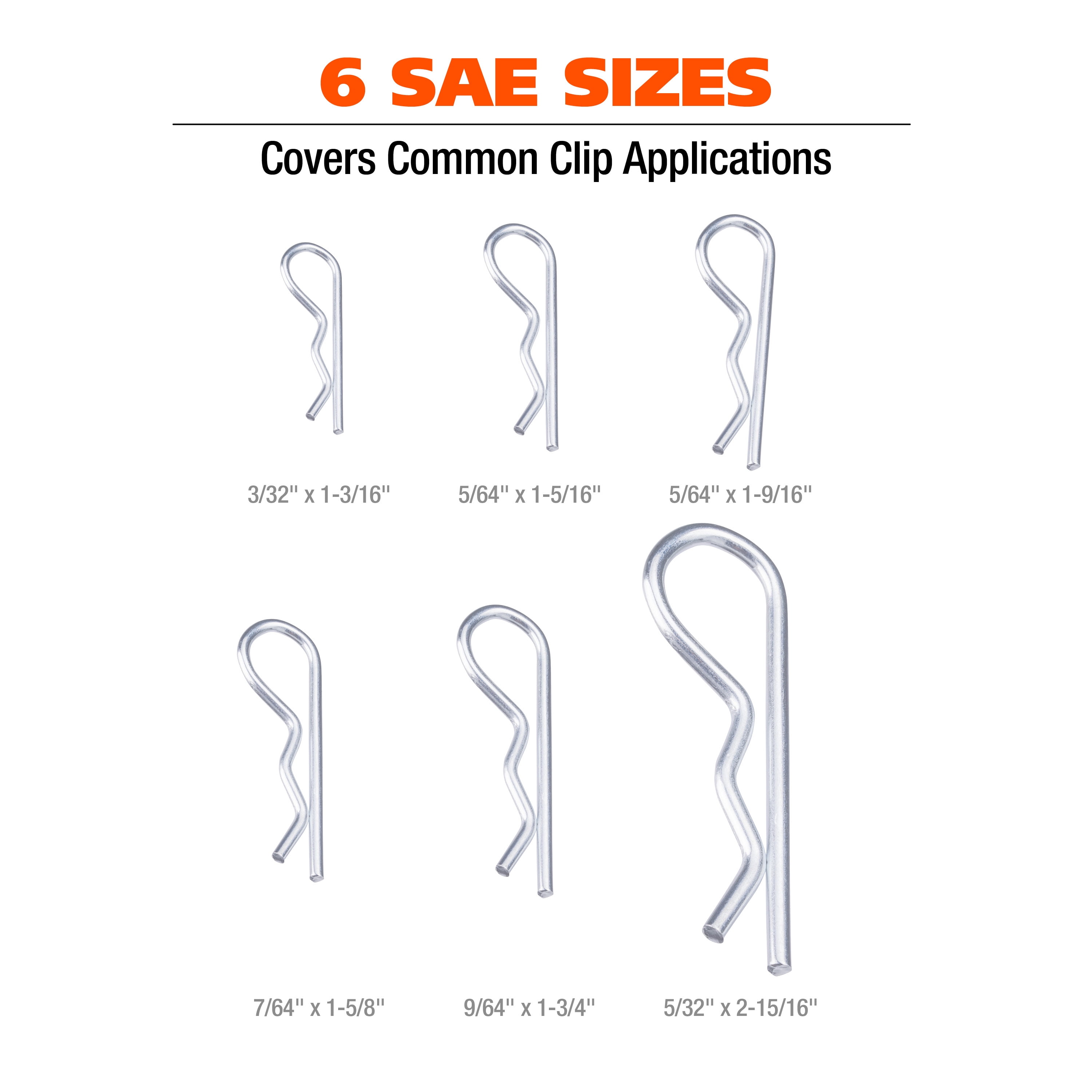 Great Neck Tools Hitch Clip Assortment, 150 Piece Set