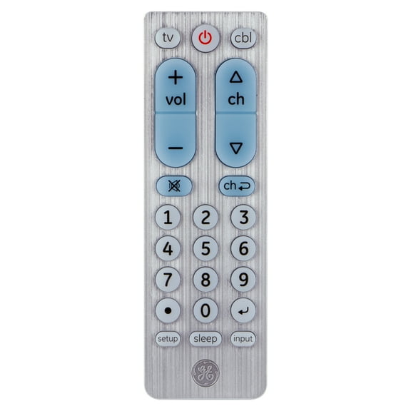 GE 2-Device Big Button Universal TV Remote Control in Silver, 69882