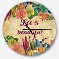thumbnail image 1 of DesignArt Life is Beautiful Butterfly Floral Large Wall Clock, 1 of 2