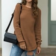 thumbnail image 2 of Vedolay Sweater Women's Oversized Casual Sweaters Long Sleeve Crew Neck Pullover Loose Solid Tops,Brown S, 2 of 3