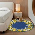thumbnail image 2 of Round Rugs 6Ft, Summer Lemon Round Area Rug Washable Indoor Throw Carpet, Blue Yellow Spring Floral Botanical Soft Non Slip Circle Rug for Office Cabinet Home Decor Aesthetic, 2 of 8