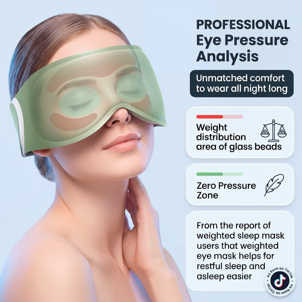 Weighted Sleep Mask, 100% Blackout for Deeper Sleep, 3D Contoured Eye Mask for Sleeping, Zero Eye Pressure, Soft Breathable Fabric, Full Coverage Strap for Home, Travel, Nap, for Women and Men